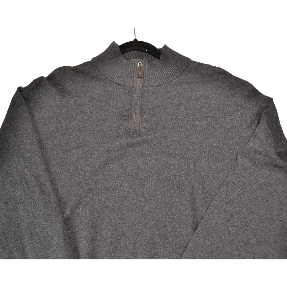 Eddie Bauer Mens 2XL Gray Cotton Merino Wool 1/4 Zip Pullover Sweater‎